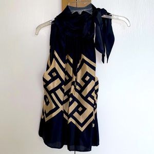 Silk Zara Vintage High Neck Tie Top